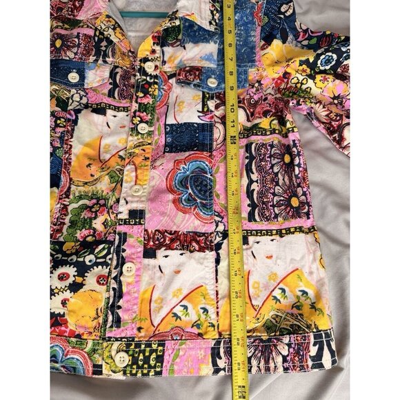 Serengeti Fashions Patchwork Print Jacket Women’s Medium Multicolor Button Front - Picture 8 of 8